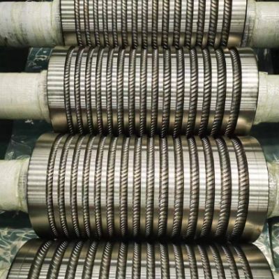 Threaded steel mill roll